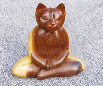 Buddha Cat, red calcite, Calcite Fireplace (tm)